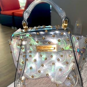 Zac Posen Clear & Gold mini studded Satchel